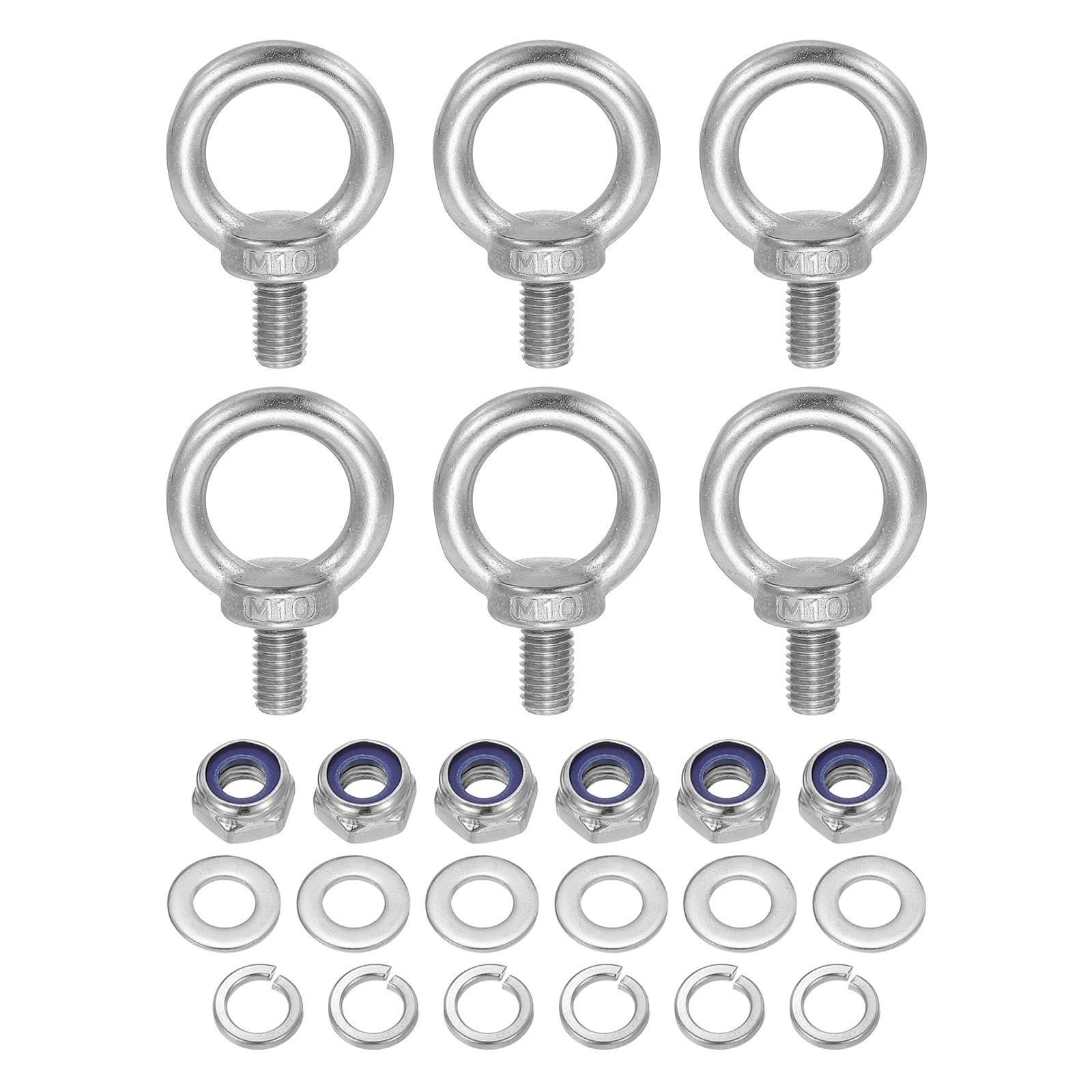 Perno de elevación M10 x 17,2 mm cáncamo rosca macho con tuercas y arandelas de acero 304 8