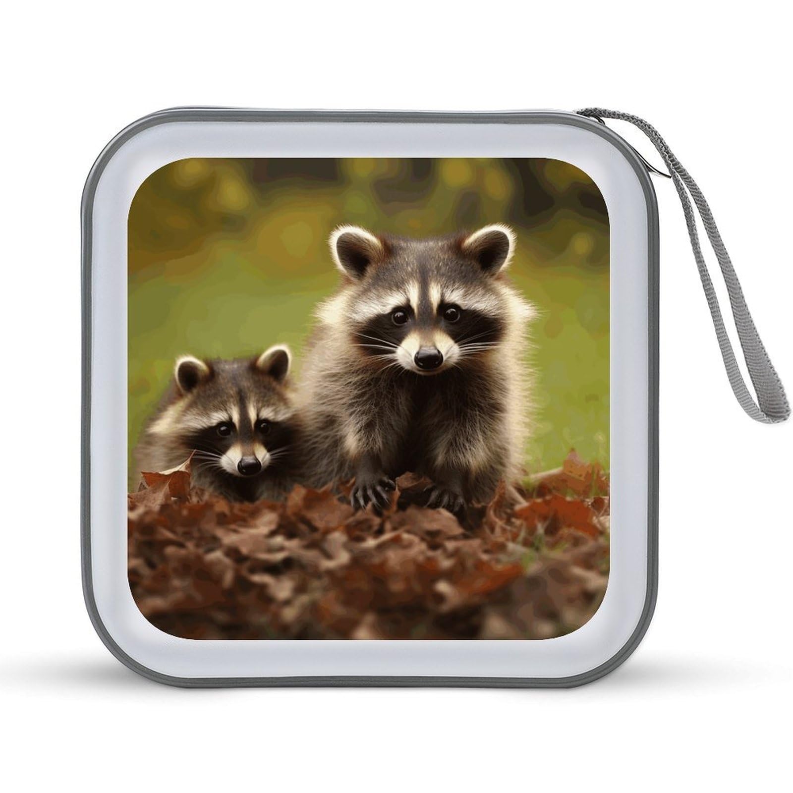 VstaDank - Raccoon CD Case 40 Capacity with Zipper Disc Storage Organizer, Portable Hard Plastic Storage CD Holder, Home Organizer