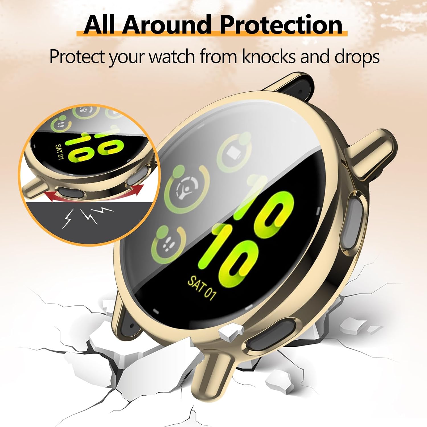4 Pack for Garmin Vivoactive 5 Screen Protector Case, Soft TPU Bumper Full Coverage Protective Accessories