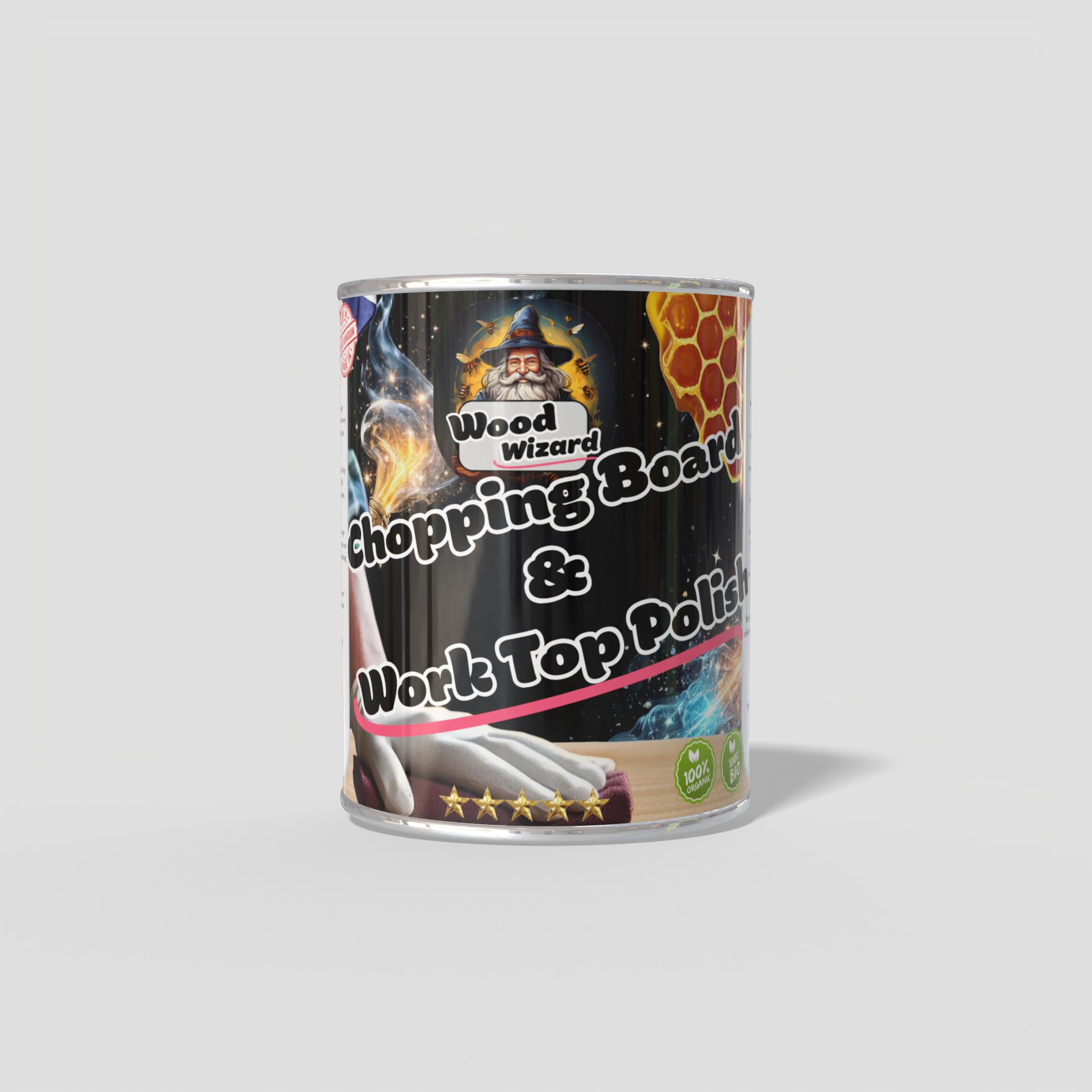 Wood Wizard Natural No Colour - Worktop And Chopping Board Wax - 250Ml - Feed Your Wood. Protect Your Prep. Cast A Spell Of Nourishment- Handmade In The Uk With British Beeswax & Food-Safe Mineral Oil