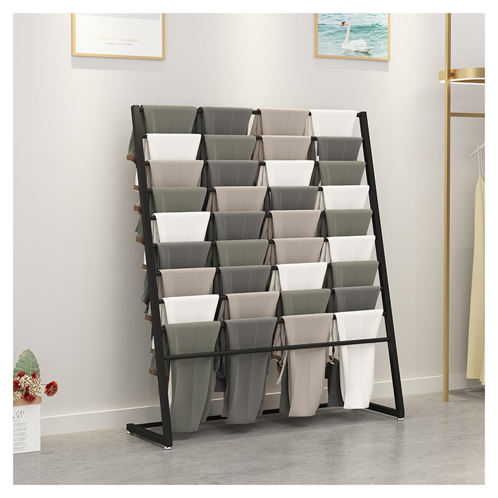 BNZCZY Ribbon Storage Rack,Independent Scarf Display Stand,Multi Layer Scarf and Towel Storage Organizer Rack,for Flower Shops, Scarf Shops,and Clothing Stores(Size:31.5x15.7x57in,Color:Black)