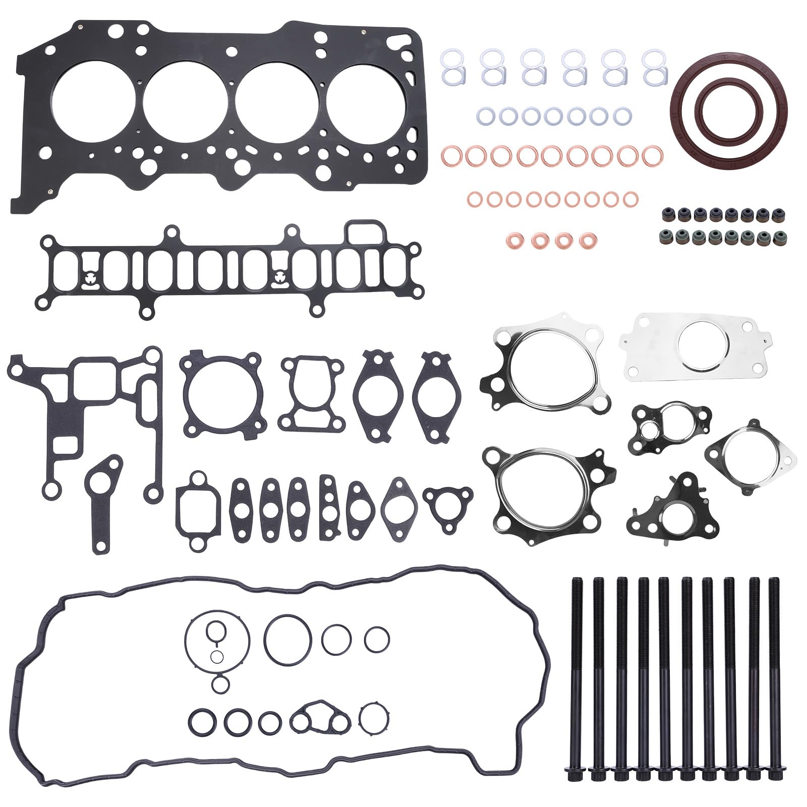 – Full Engine Cylinder Gasket Set Kit with Head Gaskets Bolts Fit for Mazda 3/6/CX-5 Car Repairing Engine Head Gasket Set Replaces 50366400 81062200 FX2981X