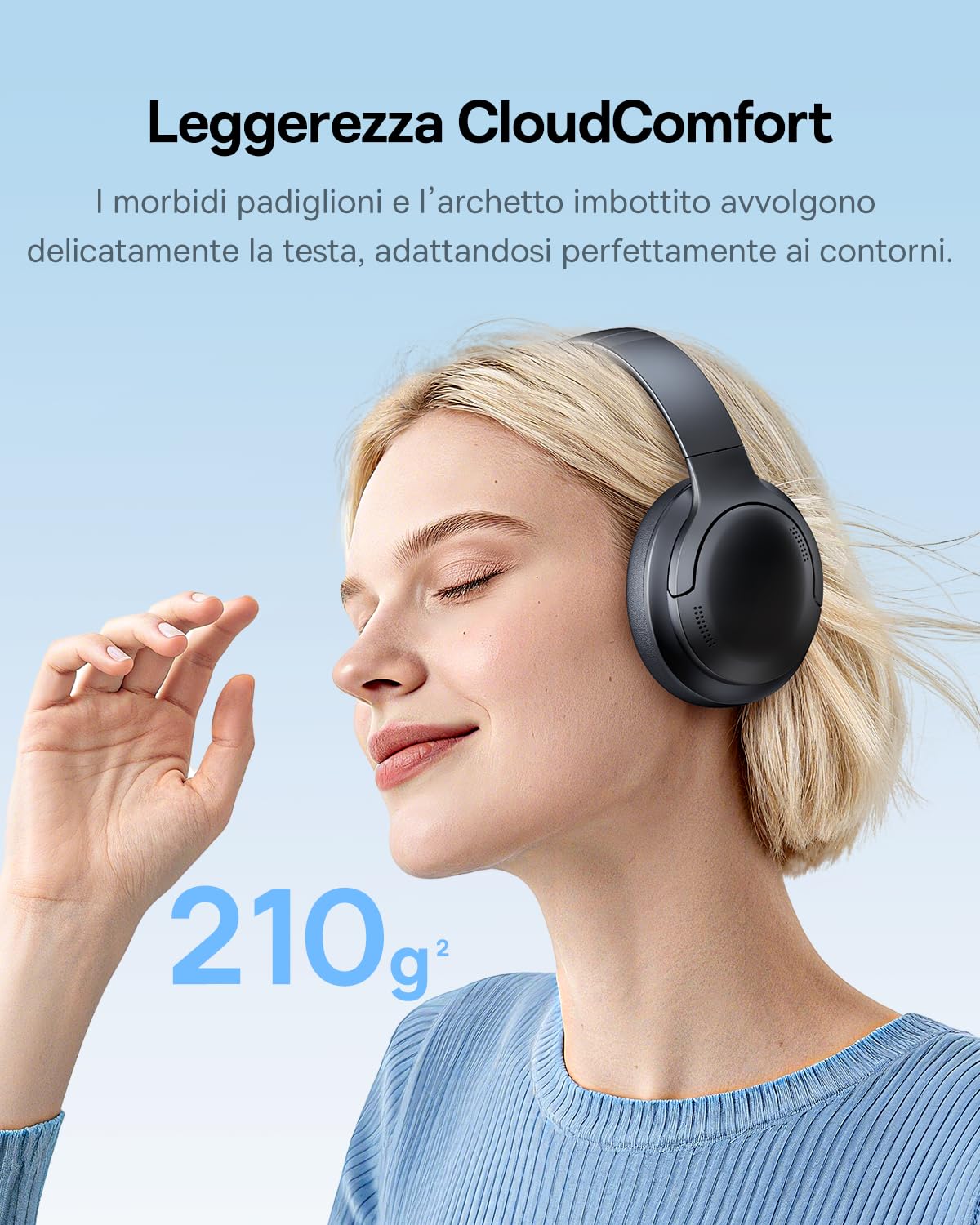Baseus BH1 Lite Cuffie Bluetooth Over-Ear, Leggere e Comode Cuffie Wireless con Suono Cristallino, Driver Dinamici da 40 mm, Fino a 80 Ore di Autonomia, Bluetooth 6.0 – Nero Interstellare