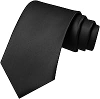 JEMYGINS Men's Solid Color Necktie - 3.15" Wide Silky Satin Polyester Tie for Wedding, Business, Formal Events