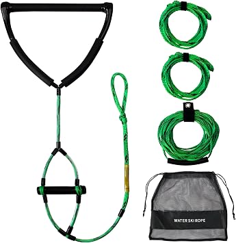 MAYAPHILOS 75ft Wakeboard Water Ski Kneeboard Rope with 15in Floating Handles,4 Sections Watersports Tow Rope for Tubing