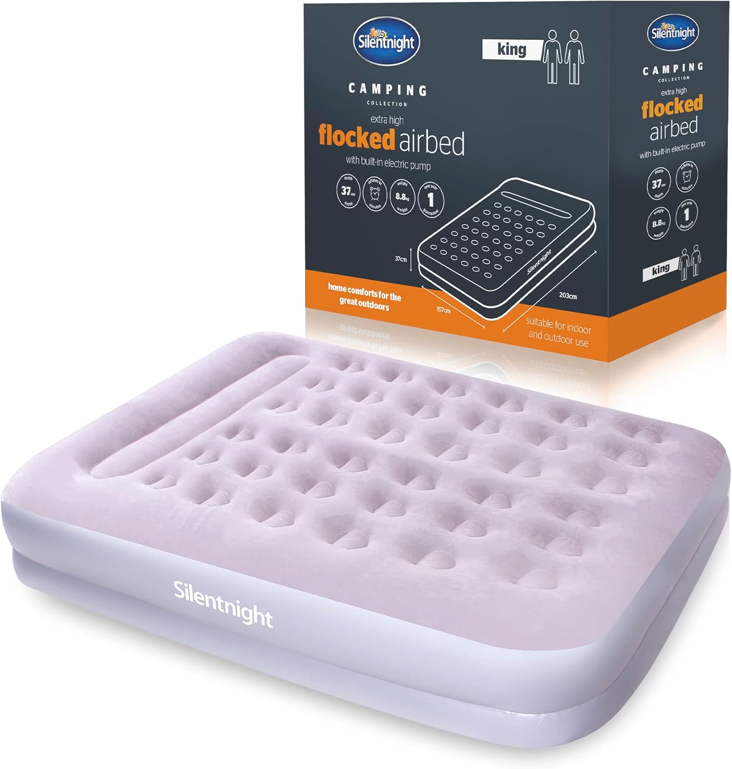 Silentnight King Air Bed with Built in Electric Pump Raised Flocked