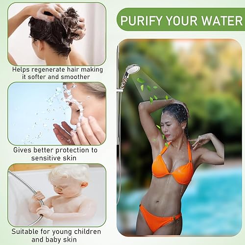 Miniatura 5 de Repuestos de cuentas para cabezal de ducha de 7.05 oz, repuesto mineral, filtro iónico para ducha filtrada (naranja, gris, blanco, negro)