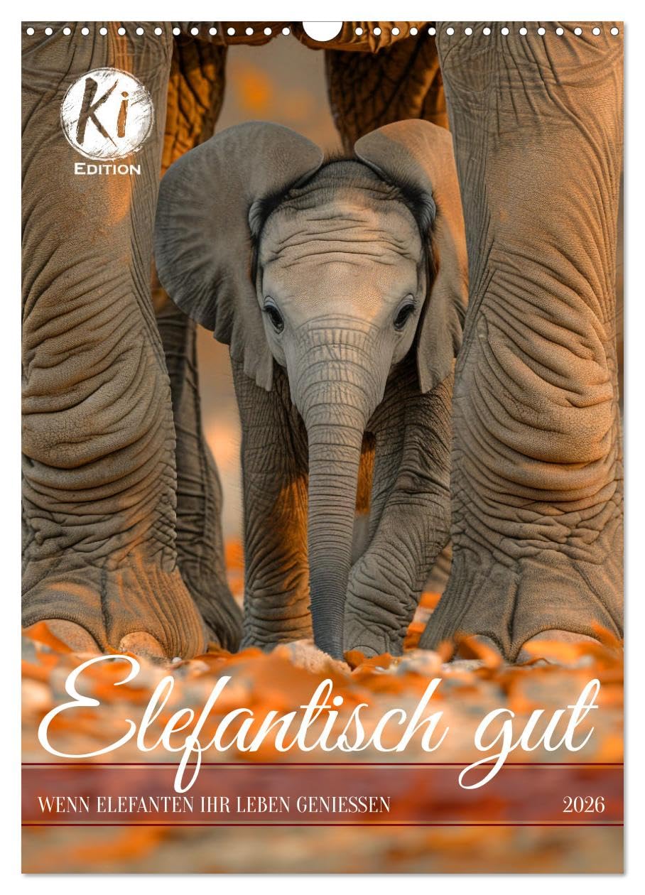 Elephantically good UK-Version (Wall Calendar 2026 DIN A3 Portrait), CALVENDO 12 Month Wall Calendar — image 1
