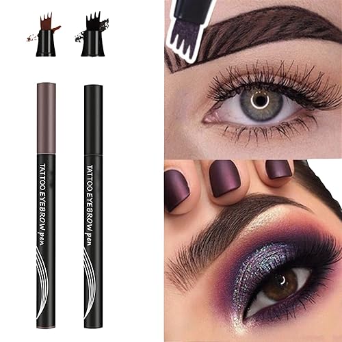 Miniatura 2 de 2 bolígrafos para cejas, 4 puntas, microhoja de 4 puntas, resistente al agua, de trazo fino, de larga duración, impermeable y a prueba de manchas