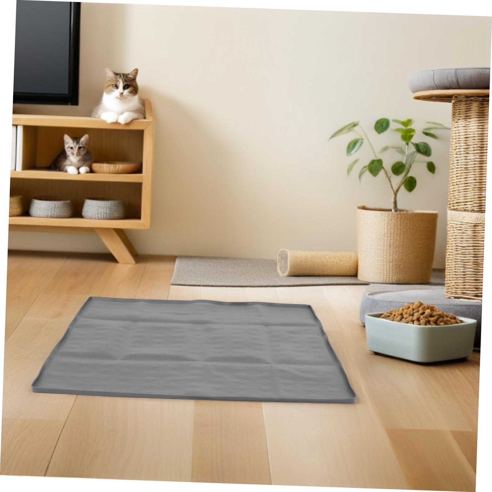 Kisangel Support pour Tapis de Propreté Chien Antidéversement en Silicone Réutilisable 60 X 50 Cm Plateau avec Rebord Haut pour Apprentissage Propreté Chiots Intérieur