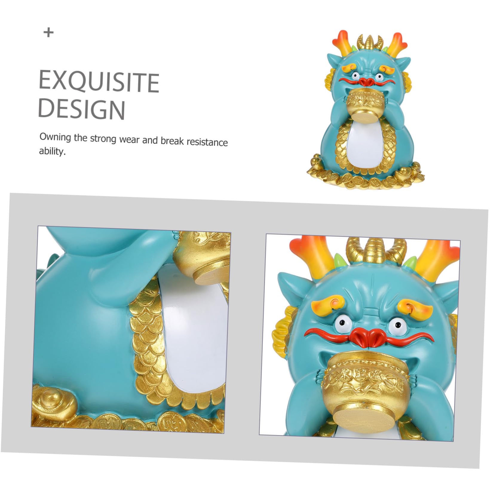 FRCOLOR Drachen-spardose aus Kunstharz Münzsparglas zum Öffnen Deko für Wohnzimmer Geschenk zum Chinesischen Neujahr