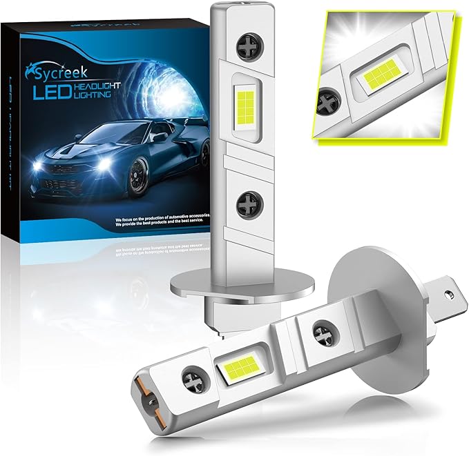Sycreek H1 LED Headlight Bulbs,16000LM 6500K Cool White,H1 Headlight
