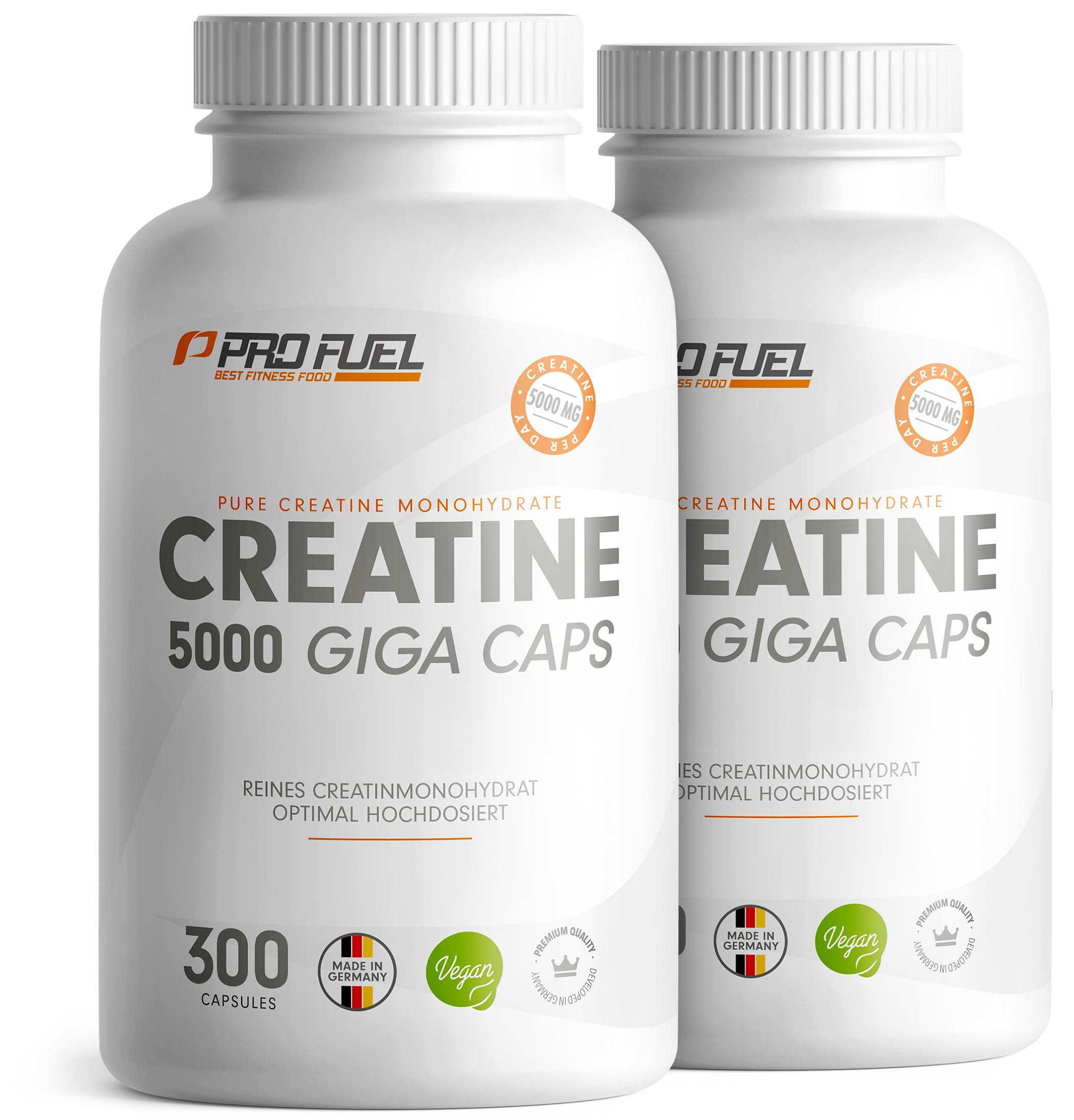 Creatin Kapseln 600 Giga Caps - 3410mg Creatin-Monohydrat - hochdosierte Kreatin-Kapseln mit 1137mg Kreatin Monohydrat pro Kapsel - laborgeprüfte Kreatin-Monohydrat Kapseln - 100% vegan - 2x300