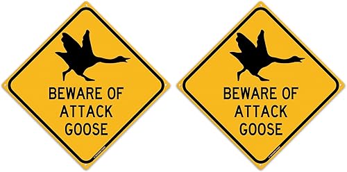Miniatura 6 de Beware Of Attack Goose - Letrero divertido de estaño de 12.0 x 12.0in, advertencia de seguridad, decoración del hogar