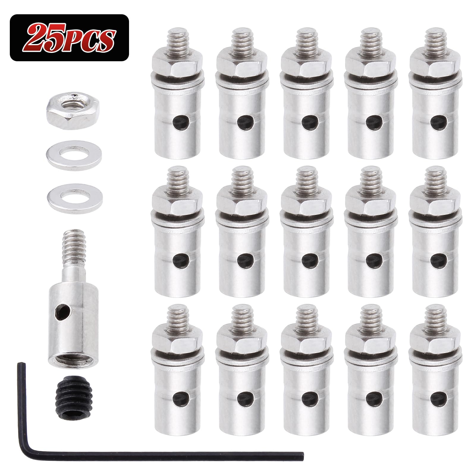 GoHobby Premium 1.3mm RC Linkage Stoppers - Push Rod Connectors for Model Airplanes and Boats, 25pcs