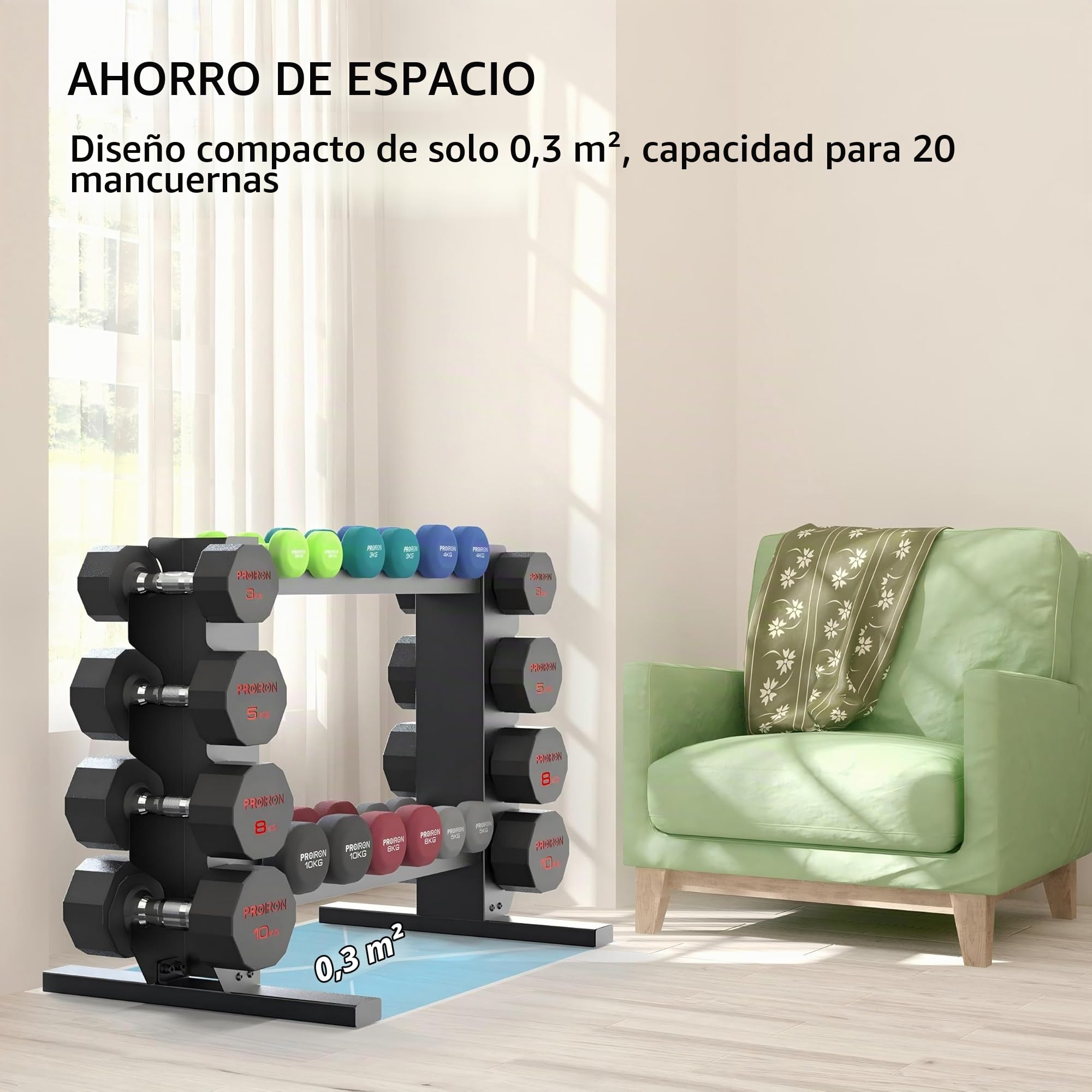 PROIRON Soporte para Mancuernas, Estante para Pesas para Gimnasio en Casa, Estante de Almacenamiento para Mancuernas, Soporte para Pesas Multicapa de Acero，2/3 Nivele