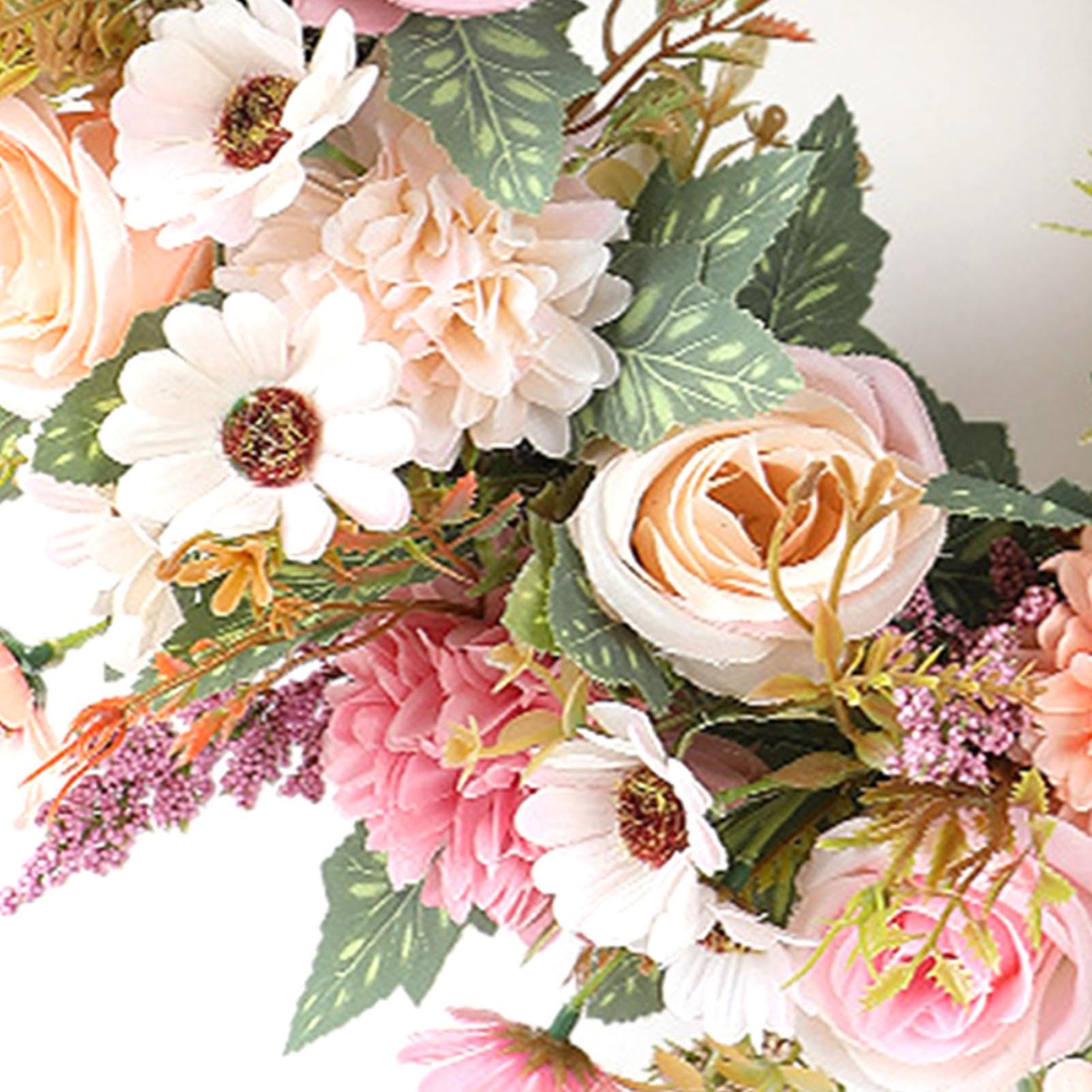 Ausla Ghirlanda Primaverile Artificiale con Ortensie e Rose, Ghirlanda | Materiale per Fiori di Seta, per Uso Interno Ed Esterno, Decorazione da Parete o Sfondo per Feste, Facile Manutenzione,