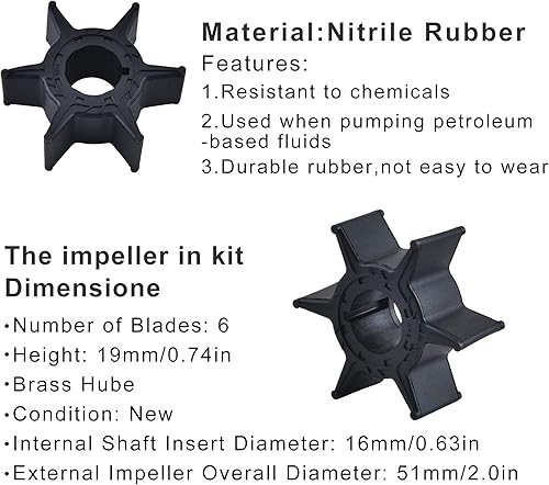 Miniatura 3 de BDFHYK 61N-W0078-11-00 Kit de reparación de bomba de agua de repuesto para motores fueraborda Yamaha de 4 tiempos, sustituye a 61N-W0078-11-00,