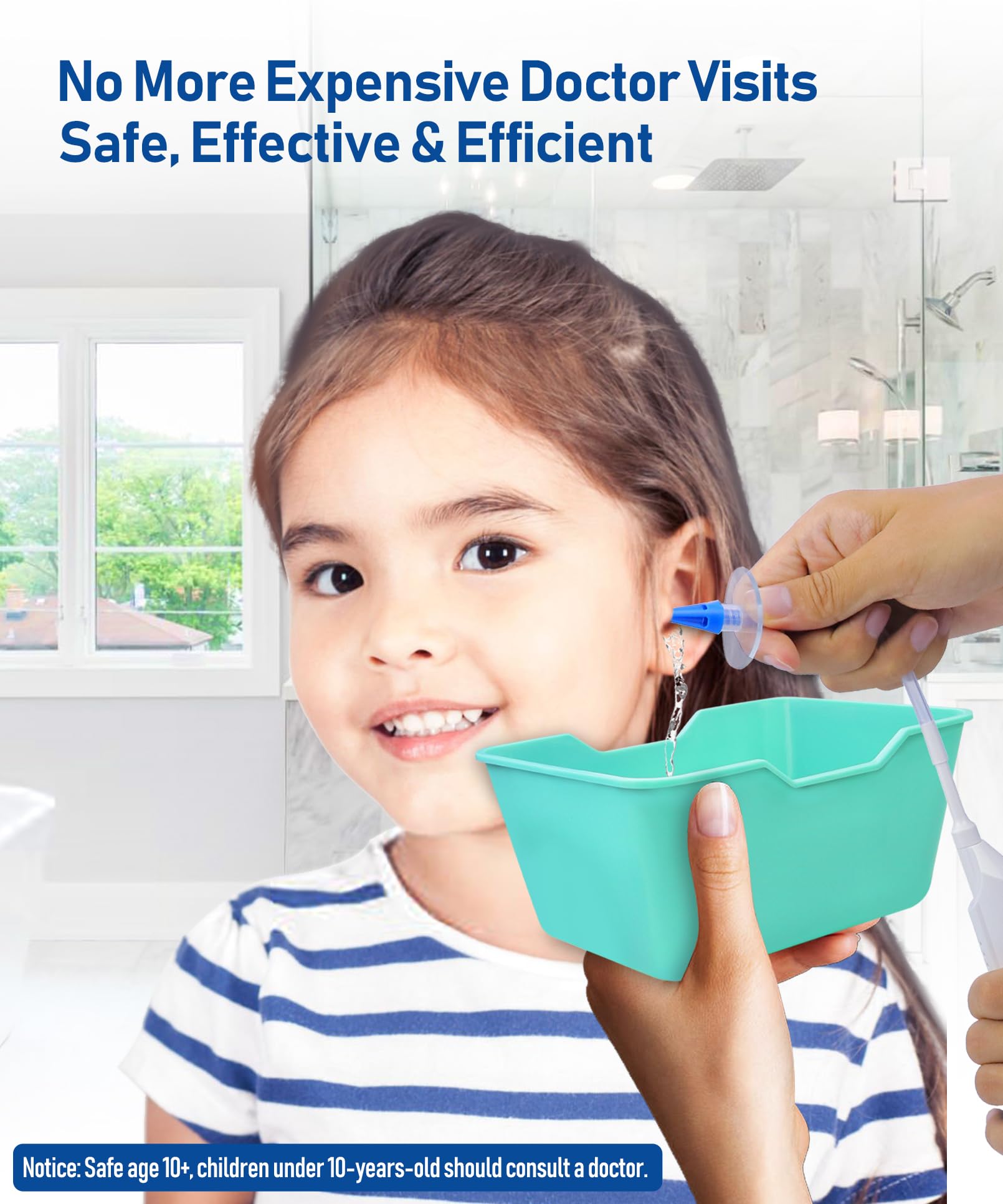 Ear Wax Removal Tool, Ear Cleaning Kits for Adults Kids, Safe & Effective Earwax Clean System Easy to Operate, Safety Ears Irrigation Flushing System, with 30 Tips, Basin, Towel, Air Bulb