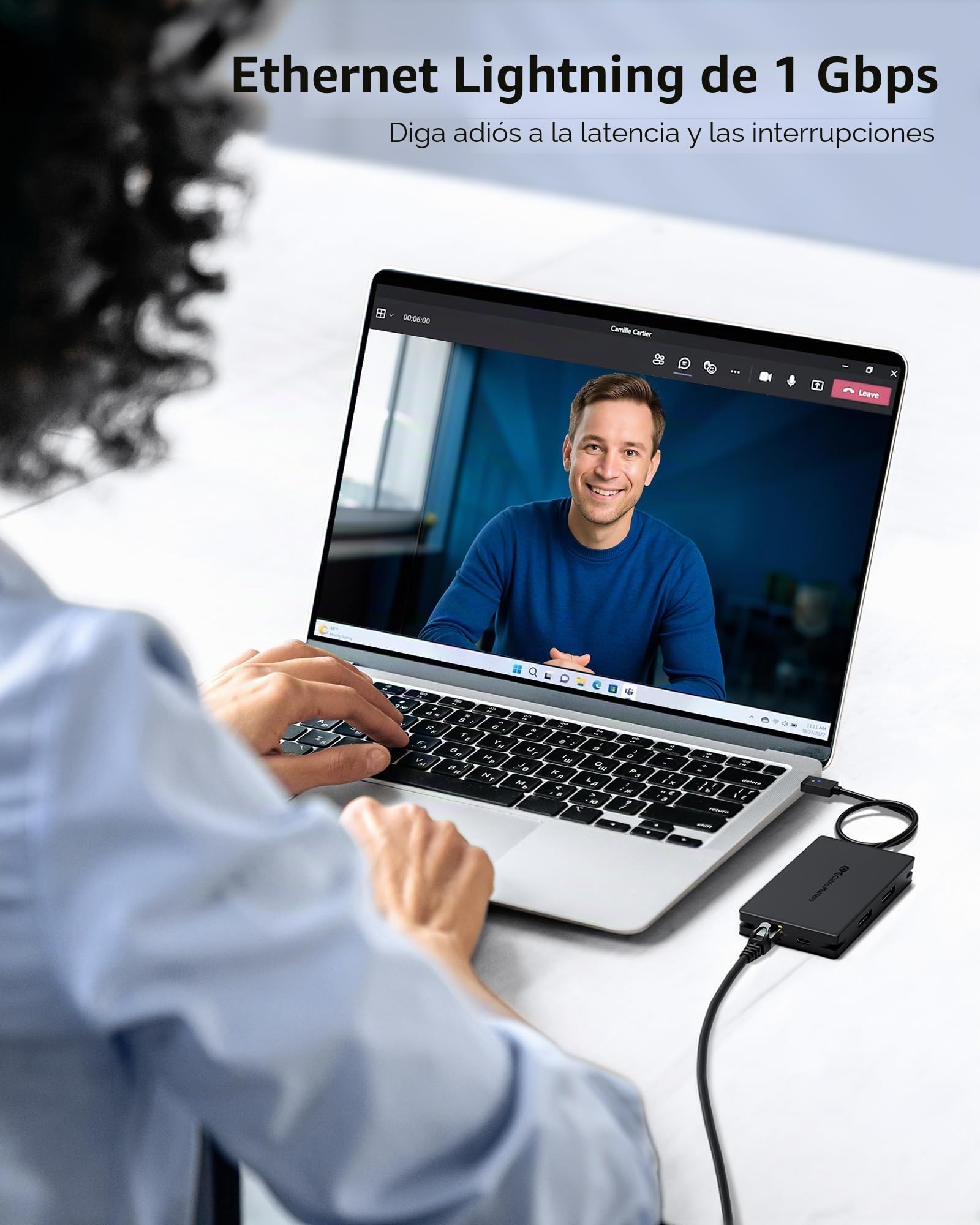 Cable Matters Adaptador USB-C 8 en 1 con Doble HDMI, 4K@60Hz | PD 140 W, Ethernet Gigabit, datos 10 Gbit/s en 3 puertos USB-C/USB-A y 1 puerto USB 2.0