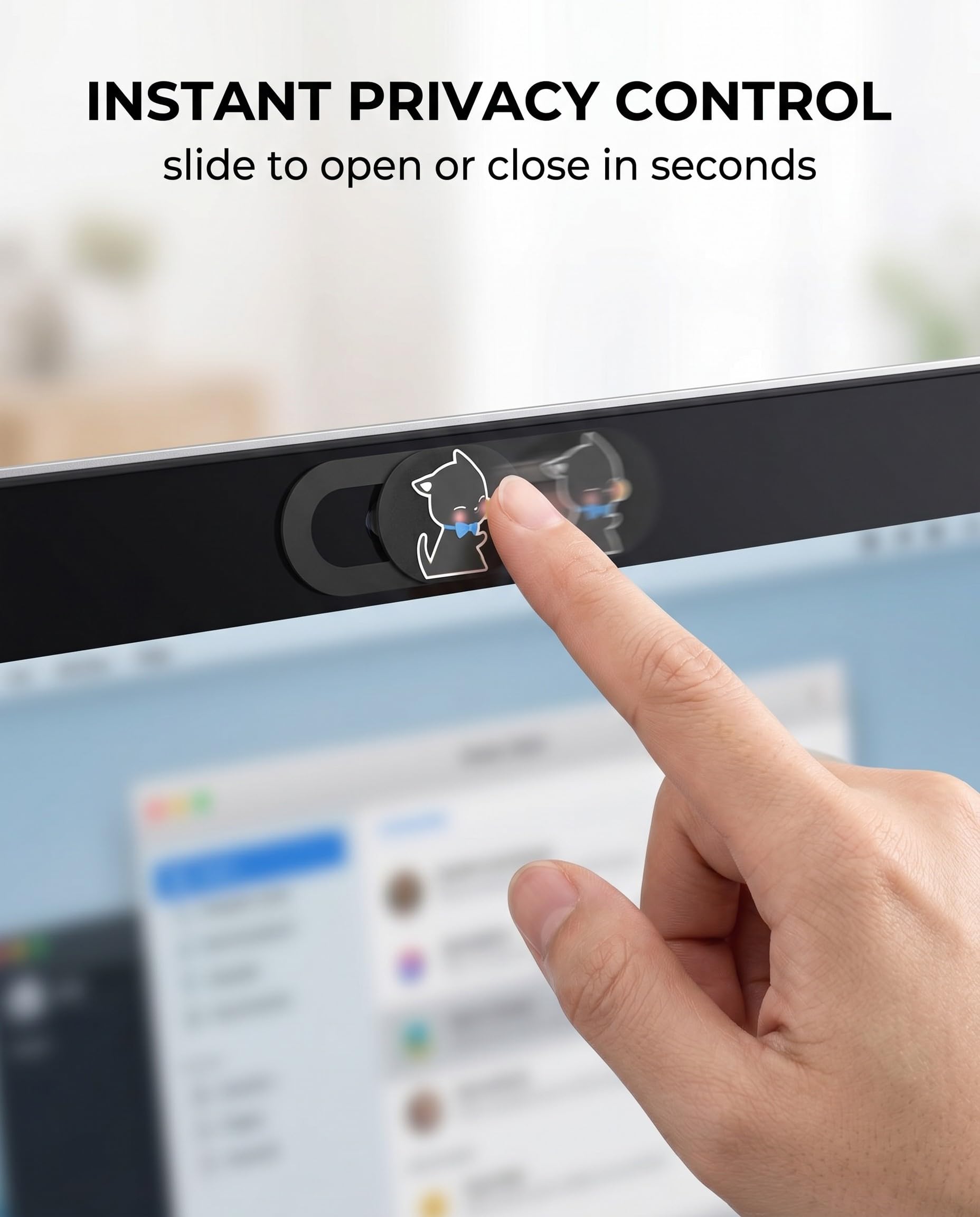 Copri Webcam Gatto Confezione da 6 in Plastica Scorrevole – Protezione Privacy Anti-Spionaggio