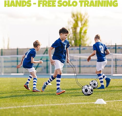 Miniatura 3 de Ayuda de entrenamiento de fútbol, entrenador de patadas de práctica individual con red de retorno, se adapta a pelotas de tamaño 3, 4, 5