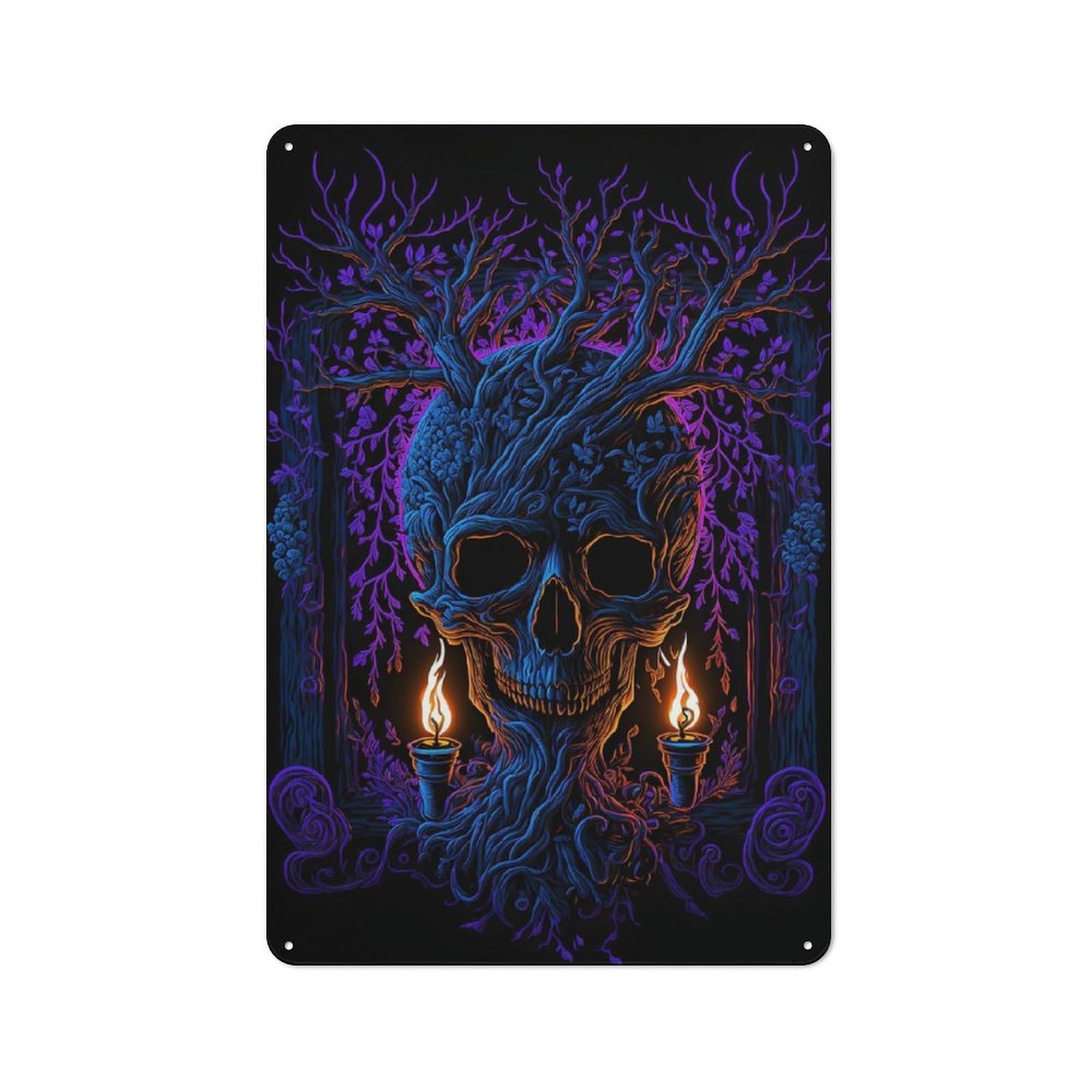 Junmoney Macabre Vision Metal Wall Sign 30X20cm Featuring For Garage Or Workshop, For Garage, Workshop And Man Cave Decoration