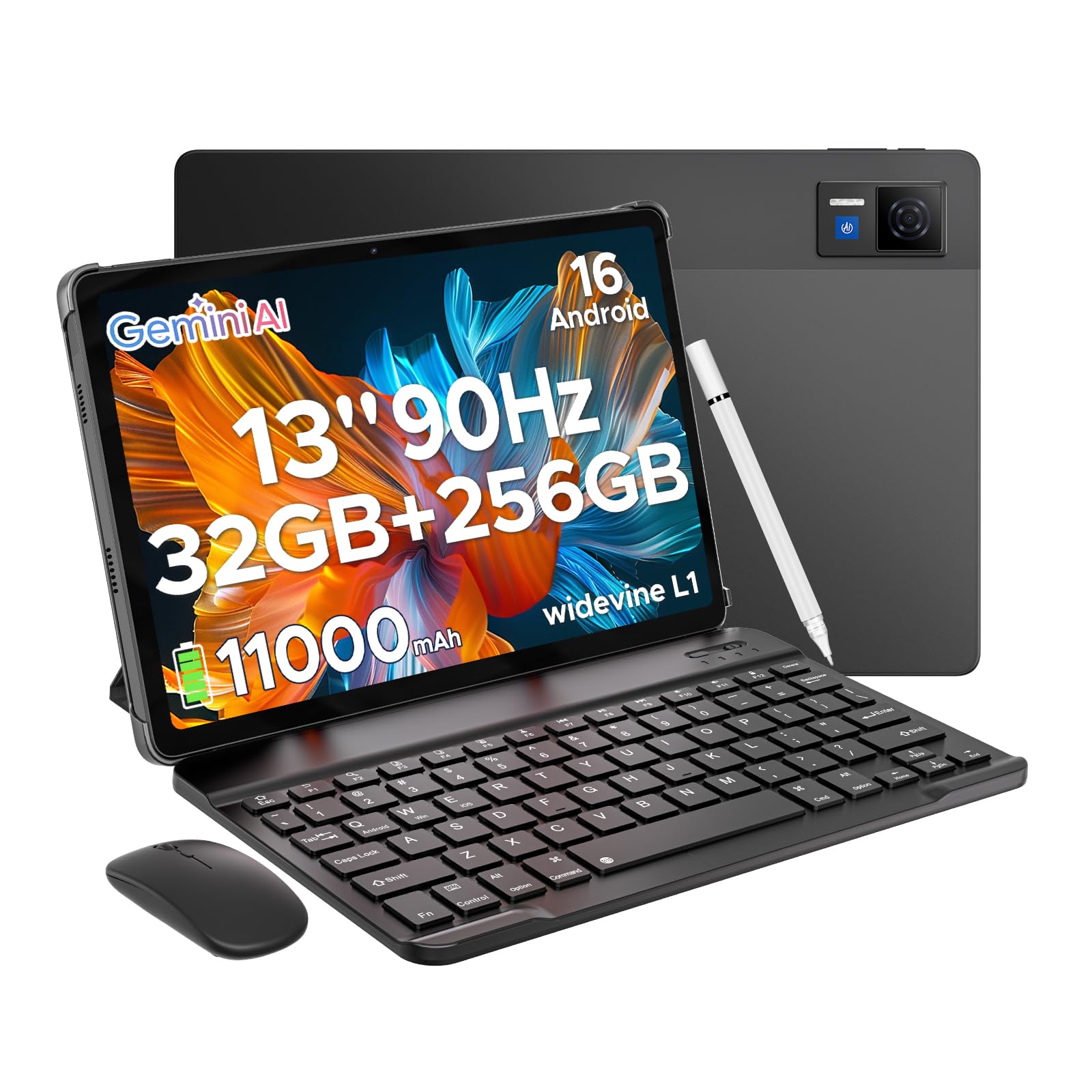 DOOGEE U13 Andriod 16 Tablet 13 Zoll FHD+ 90Hz, Tablet mit Tastatur 32GB+256GB/2TB, 11000mAh, Gemini AI/Widevine L1, Octa Core Tablets mit Tastatur und Stift, 13MP Tablets und Stift/5G WiFi/Face ID