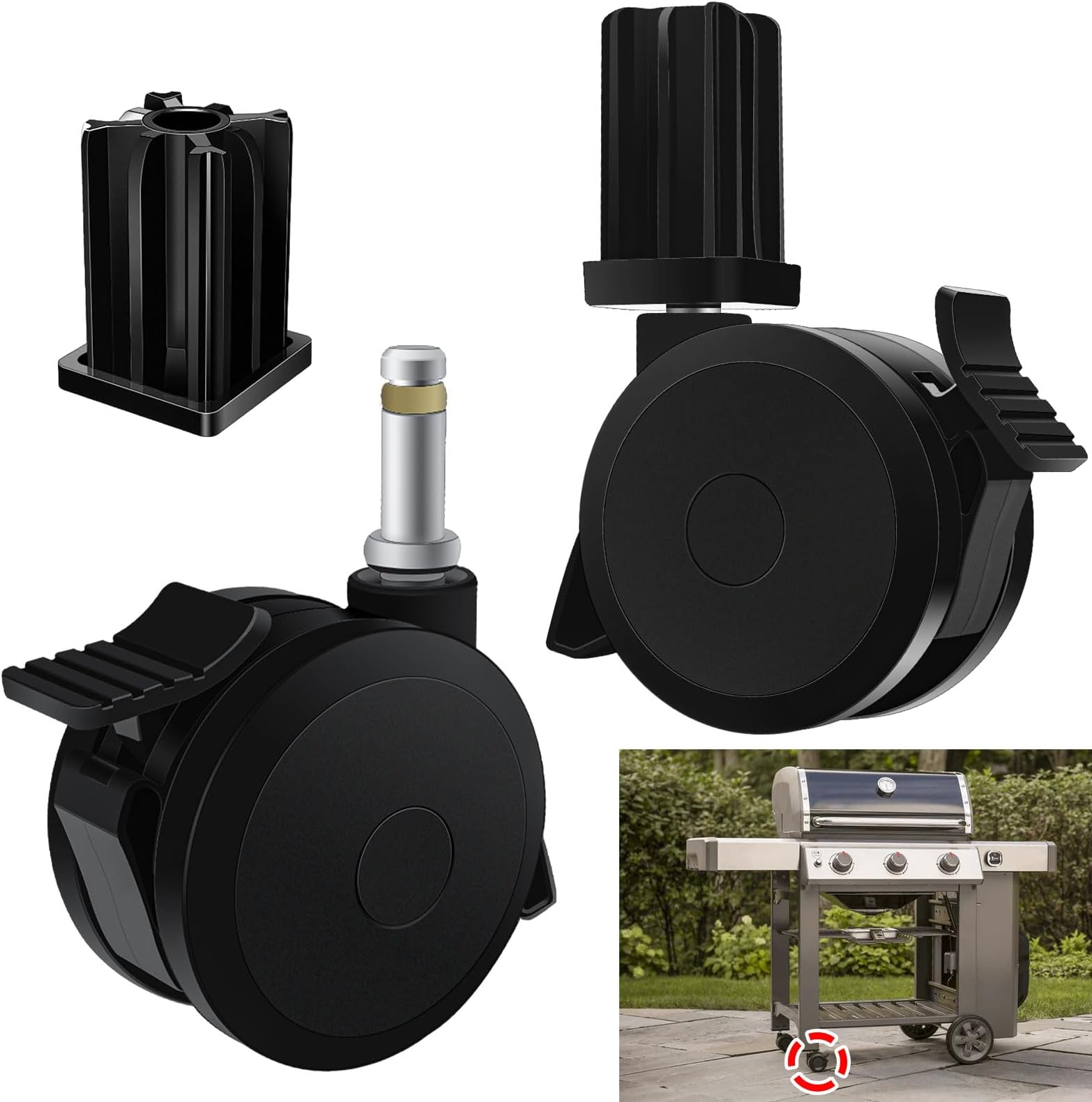 Amazon.com : GLOWYE Locking Caster Wheels Replacement Parts for Weber ...