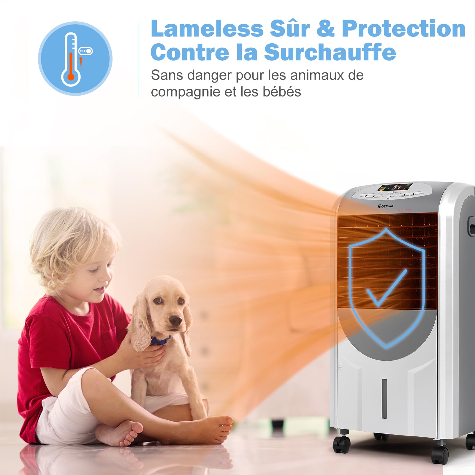 GOPLUS Rafraichisseur d’Air 5 en 1 avec Télécommande, Climatiseur Mobile sans Évacuation, Réservoir d’Eau 7L, Refroidissement,Chauffage,Purification,Ventilateur, Minuterie 8H, Silencieux, Chambre