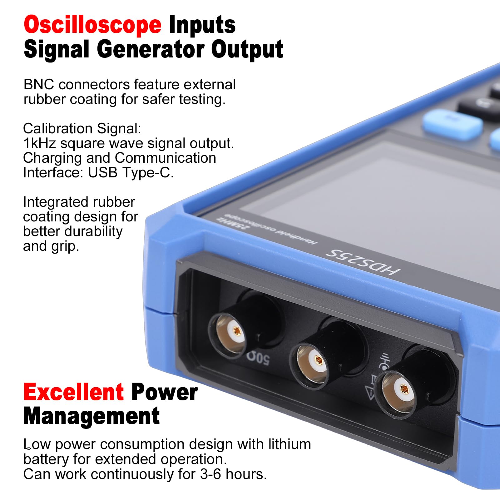 Osciloscopio digital 3 en 1, multímetro de 20.000 contadores, frecuencia de muestreo de 250 MS/s, pantalla LCD de 3,5 pulgadas