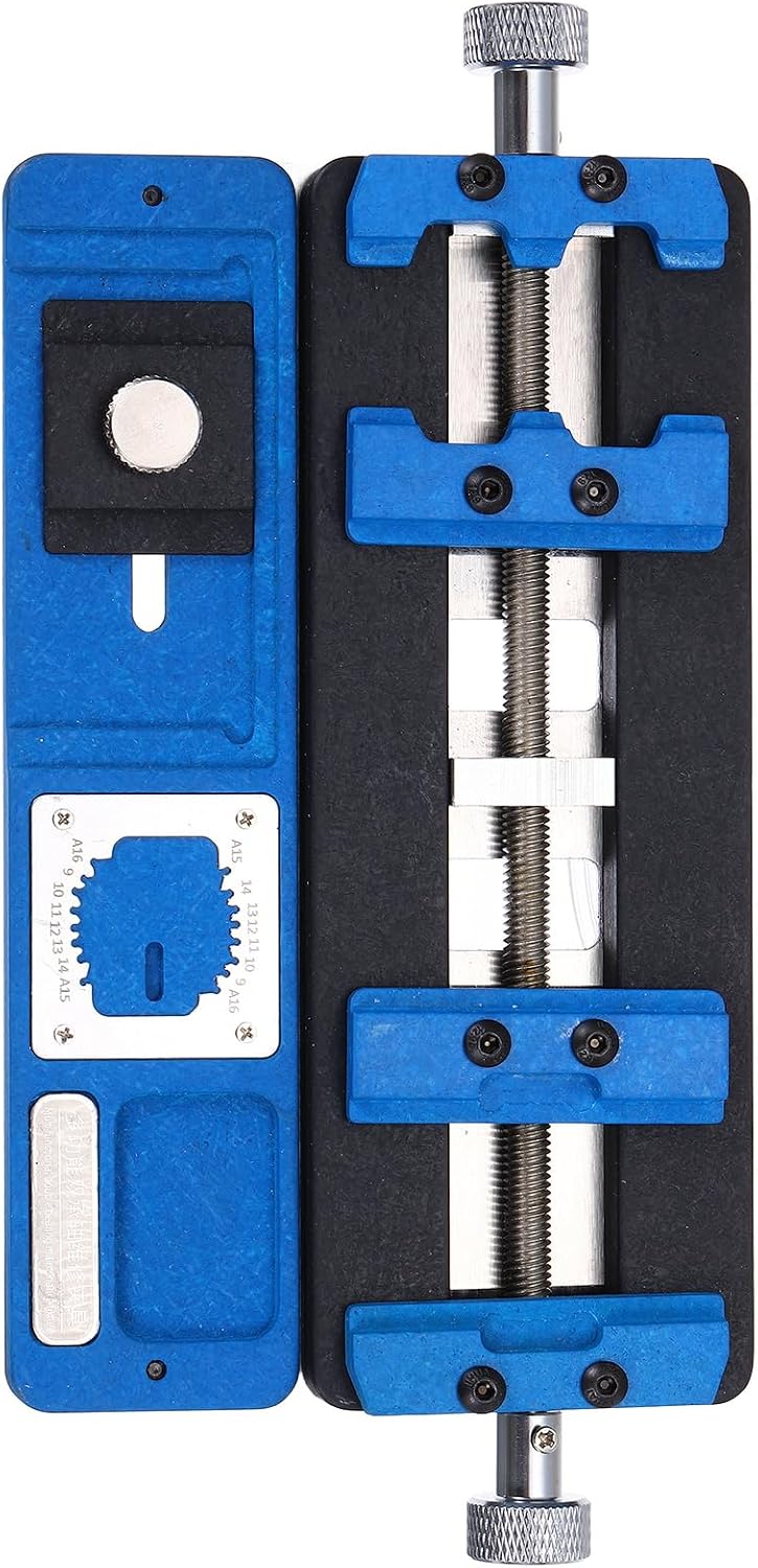 PATIKIL Adjustable PCB Fixing Holder,3.5"x7.4"x0.6" Multifunctional PCB Circuit Board Holder Dual Axis Chip Maintenance Fixture PCB Holder Clamp Tool for Phone Repair,1 Set Blue