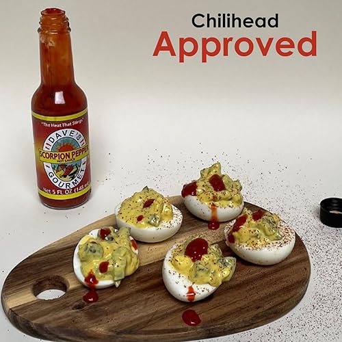 Miniatura 5 de Dave's Gourmet Scorpion Pepper - Salsa picante sin extractos, sabor increíblemente picante, salsa picante para hamburguesas, guisos, tacos, pizza y
