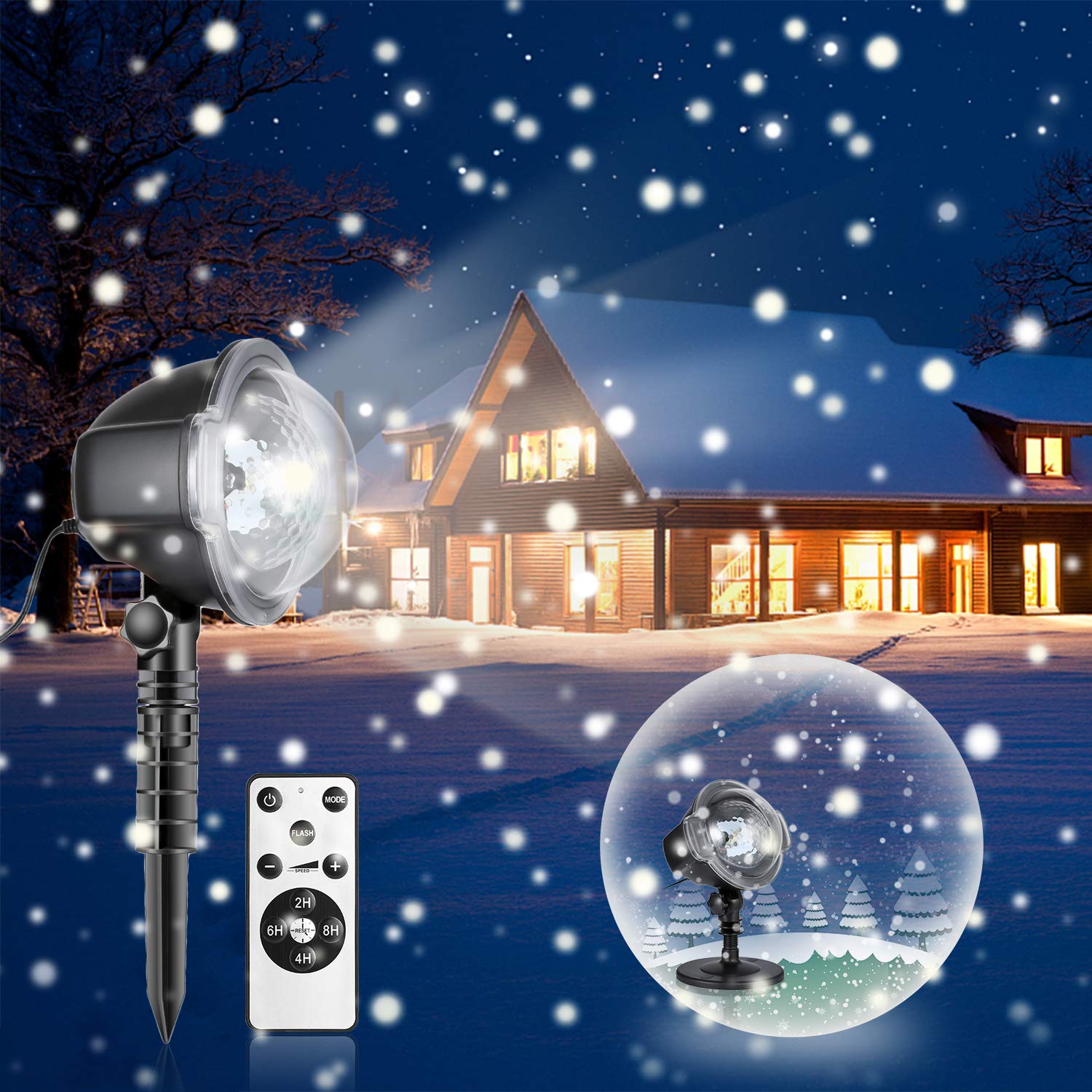 Christmas Snow Projector Light Led Snow Falling Spotlight for Outdoor Indoor Landscape Decorative Lighting for New Year Stage