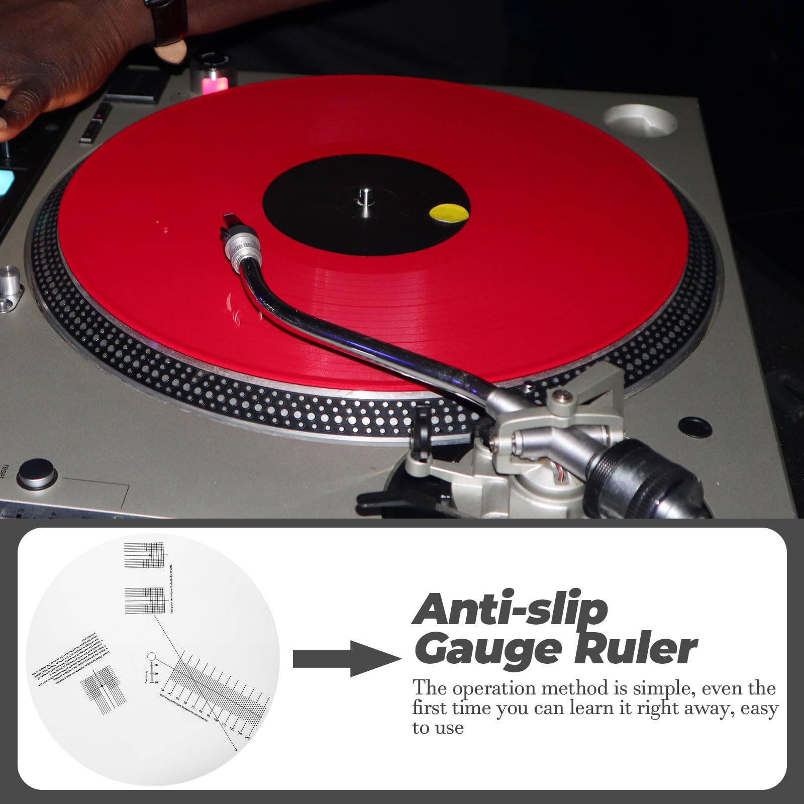POPETPOP Placa de Calibración para Tocadiscos Vintage Regla Antideslizante y Herramienta de Alineación de Pastilla para Calibración Precisa de Disco Vinilo