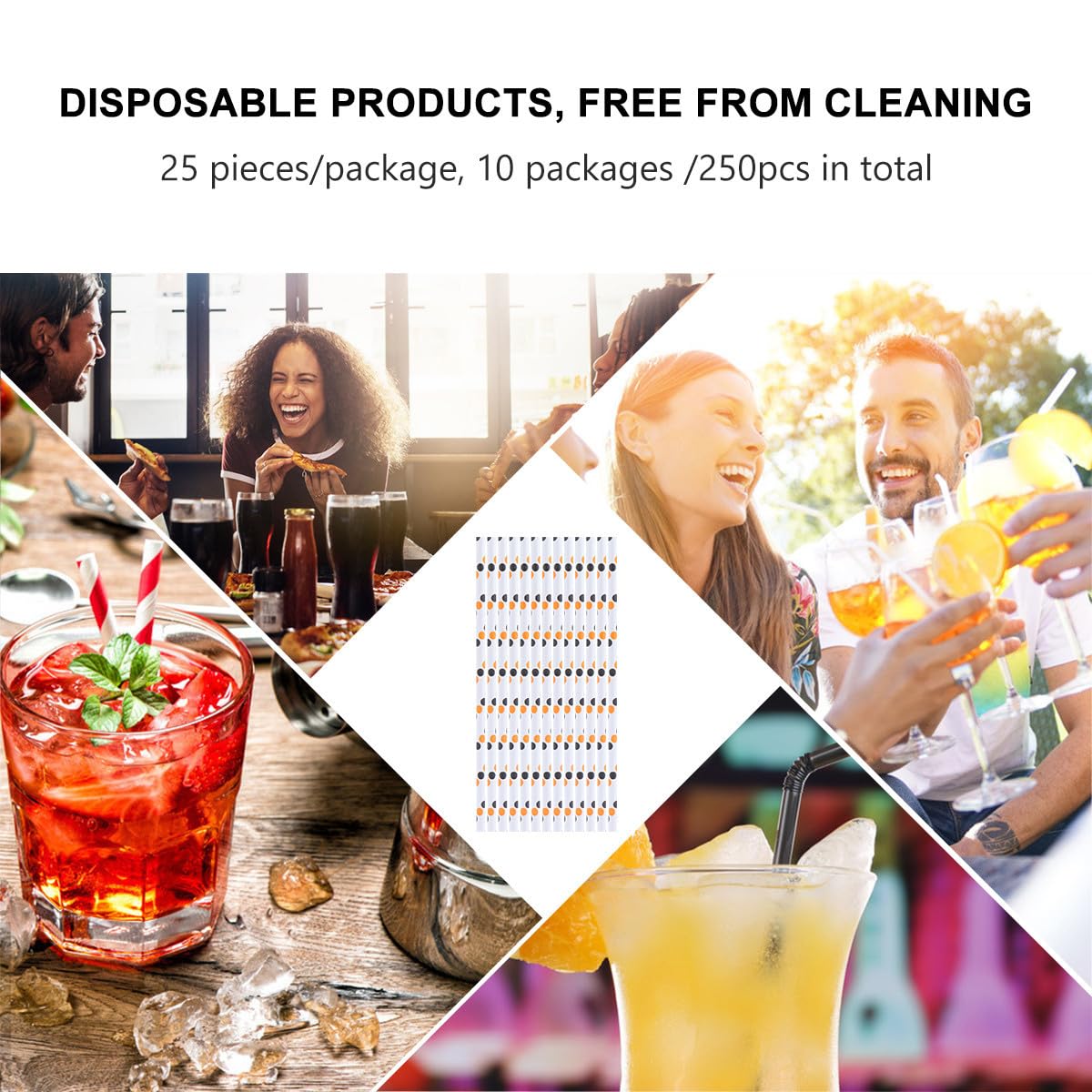 OSALADI 750 Pezzi Cannucce di Carta Kraft per Feste di Halloween Motivi Classici, per Party e Matrimoni, per Smoothie e Tè