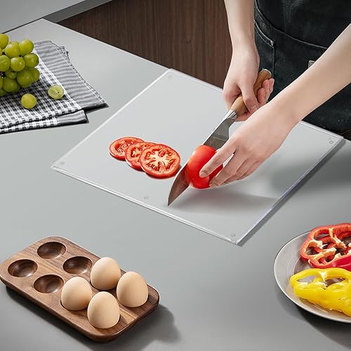 Miniatura 7 de Tablas de cortar acrílicas para cocina, tabla de cortar transparente con borde para protector de encimera, tabla de cortar transparente