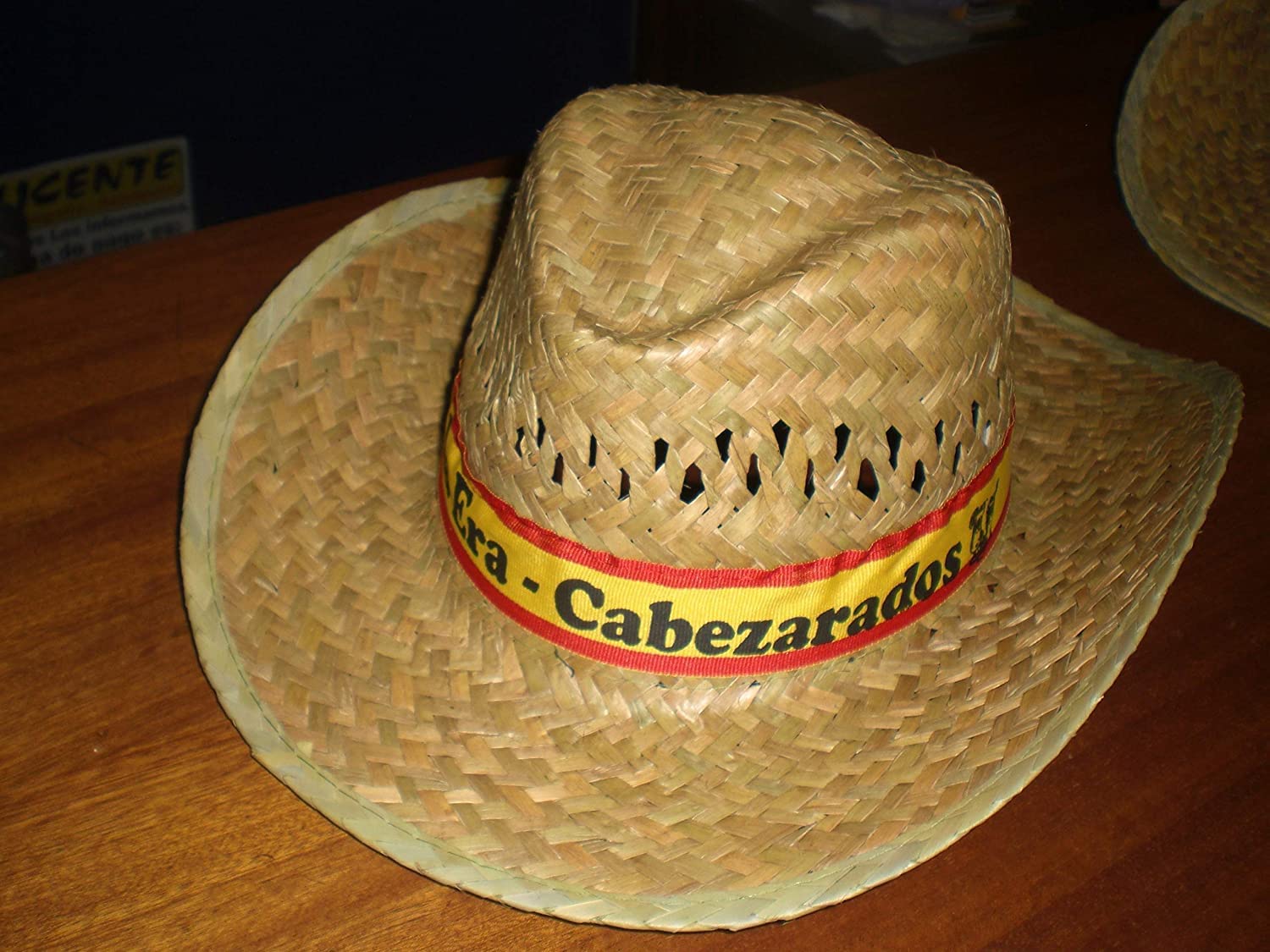 Pack de Sombreros de paja personalizados - Sombrero de paja verde con cinta personalizada para fiestas, eventos deportivos y culturales, romerías. (Pack 100 unidades)