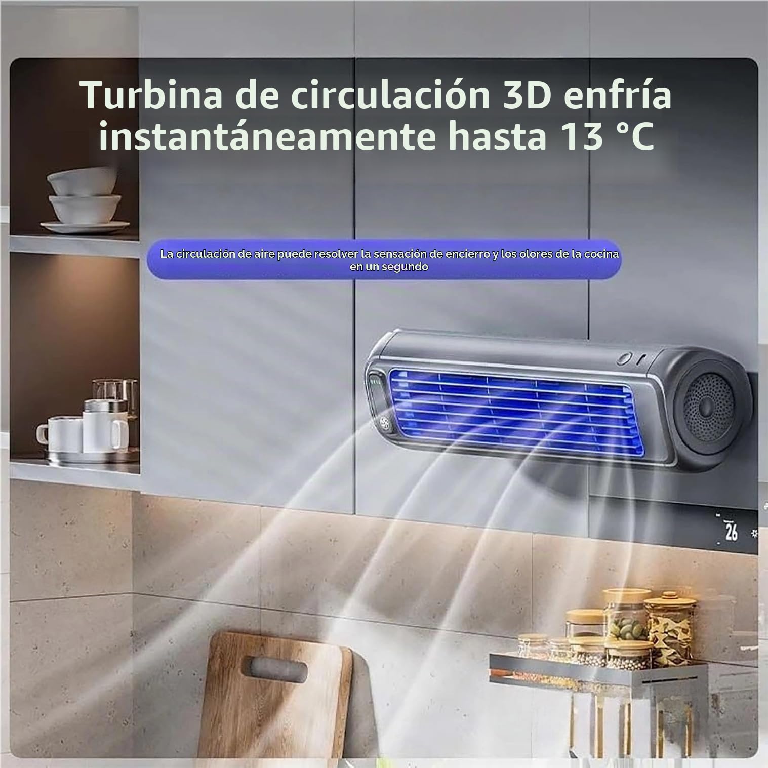 Aire acondicionado portátil, ventilador de refrigeración con 3 velocidades y pantalla táctil LED, aire acondicionado de carga USB para dormitorio, escritorio, hogar, habitación, oficina