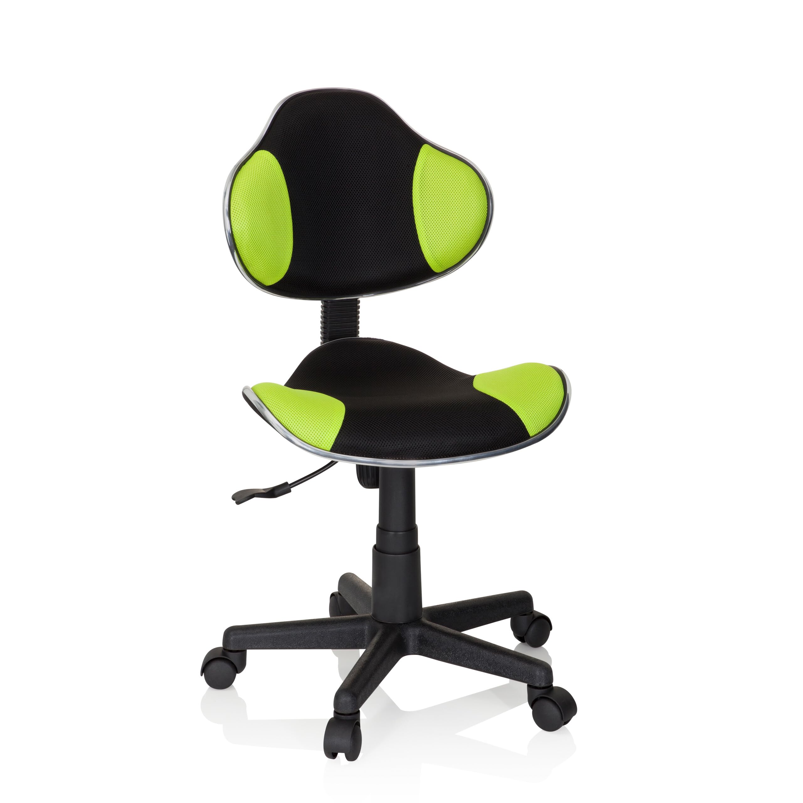 hjh OFFICE 634130 Silla Escritorio para niños KIDDY GTI-2 Tejido Negro/Verde, ergonómico Silla Juvenil, Altura Ajustable
