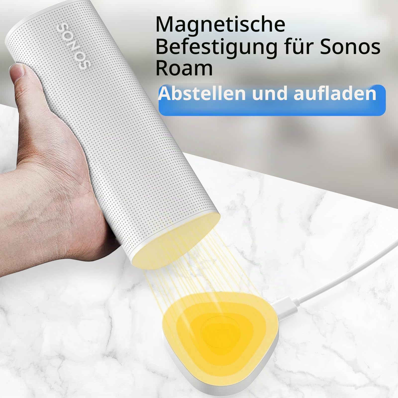 Kabelloses Ladegerät, kompatibel mit Sonos Roam Gen 2./1. Magnetische Ladestation, Ladestation für tragbaren Bluetooth-Lautsprecher für Sonos Roam SL (weiß)