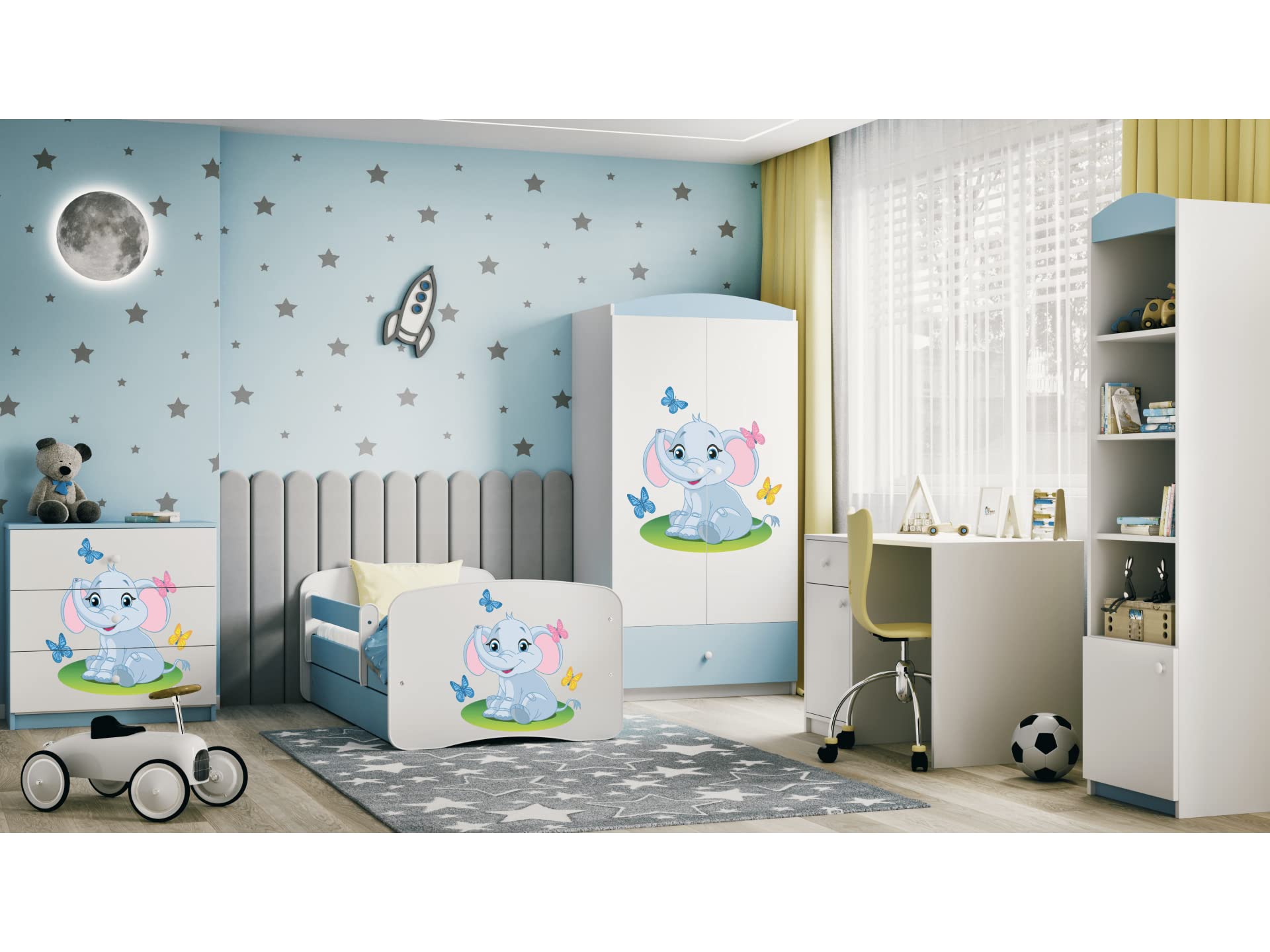 Générique Babydream Kommode – Elefant – aus Spanplatten 81 x 41 x 80,5 cm, 3 Schubladen, Farbe Blau