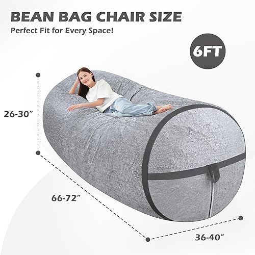 Miniatura 90 de HABUTWAY Puf gigante de 2 pies para adultos, con relleno de espuma viscoelástica, puf grande con funda de terciopelo holandés extraíble para sala de