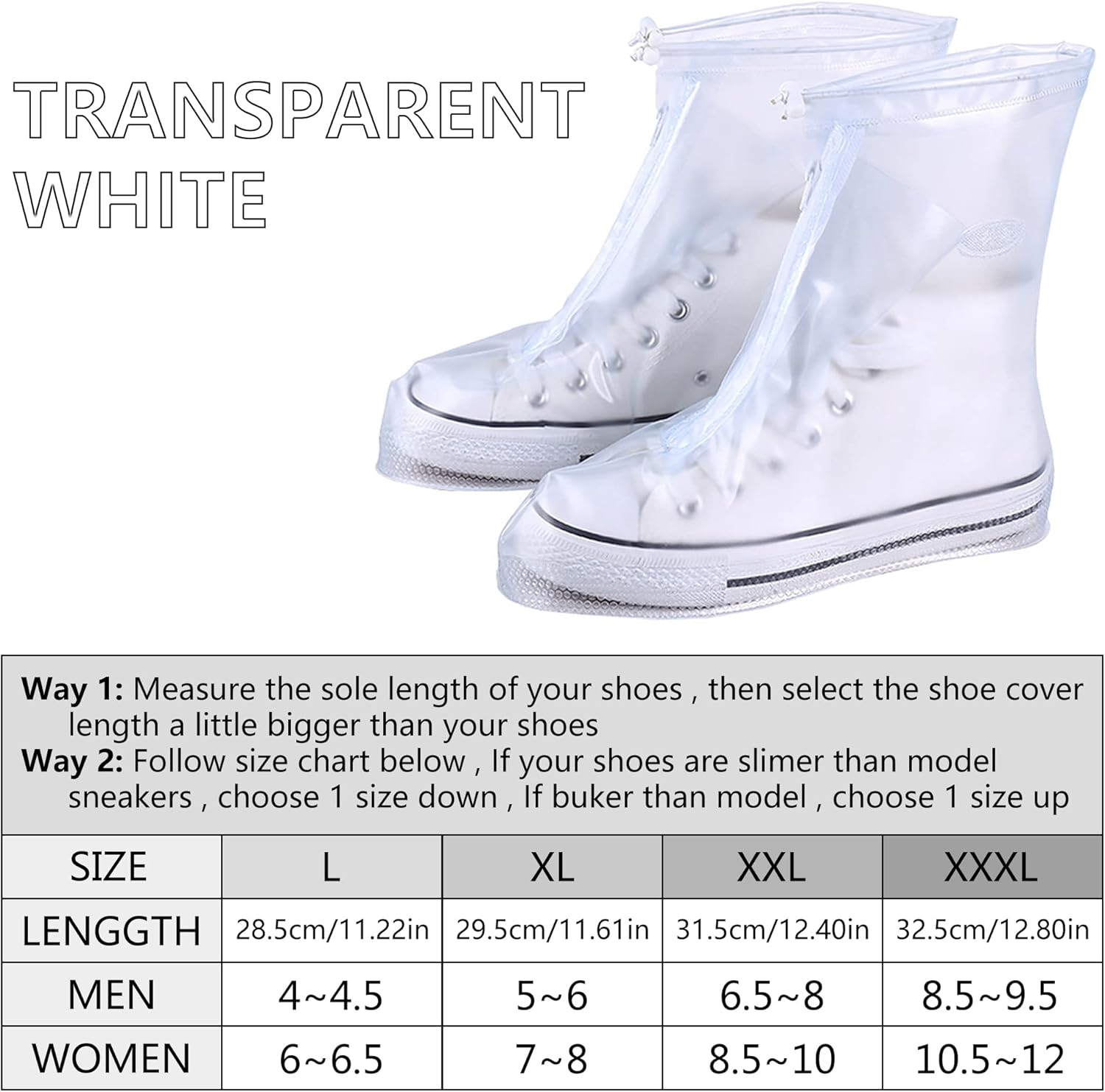 Rain Shoe Covers- Waterproof Sand Control Non-Slip Overshoes Covers Women Men Kids Outdoor Foldable Reusable PVC Rubber Sole Medium Top Shoe Covers - Image 2