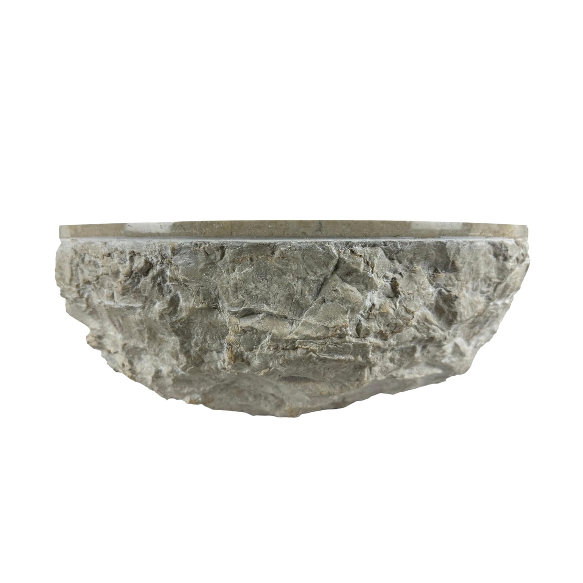 Lavabo rond 40x40x15 cm - Marbre - Pierre naturelle - Évier de salle de bain - Vasque à Poser de Toilette - Brillant - Lave-mains moderne (Crème)