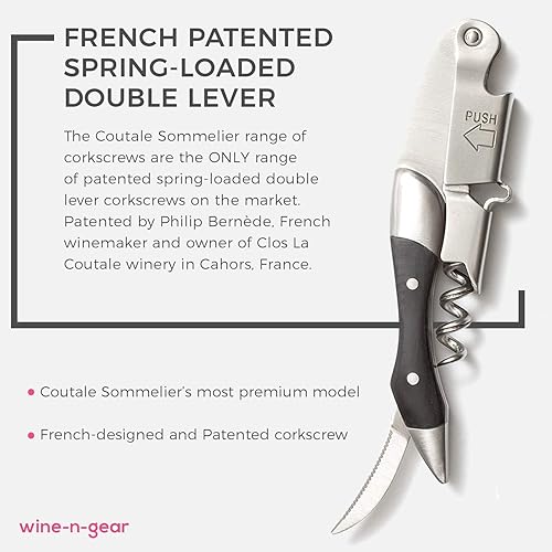 Miniatura 2 de Prestige Waiters - Sacacorchos de Coutale Sommelier Blackwood, caja de madera de pino hecha a mano y sostenible, abridor de botellas de vino de