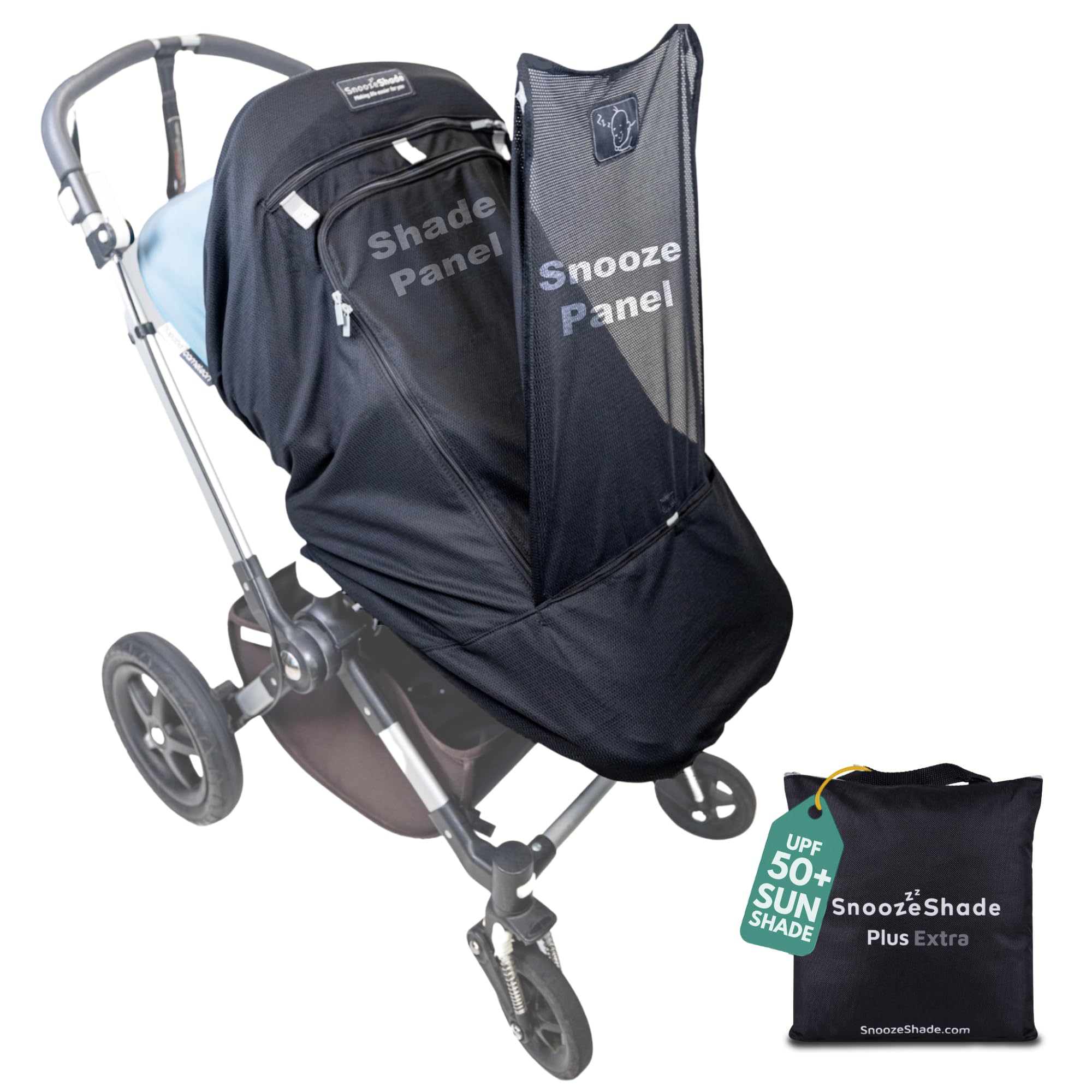 SnoozeShade Plus Extra (6-9m to 3 Years) Universal Fit Baby and Toddler Buggy & Stroller Sun Shade and Sleep Aid for Pushchairs | Safely Blocks up to 99% of UV