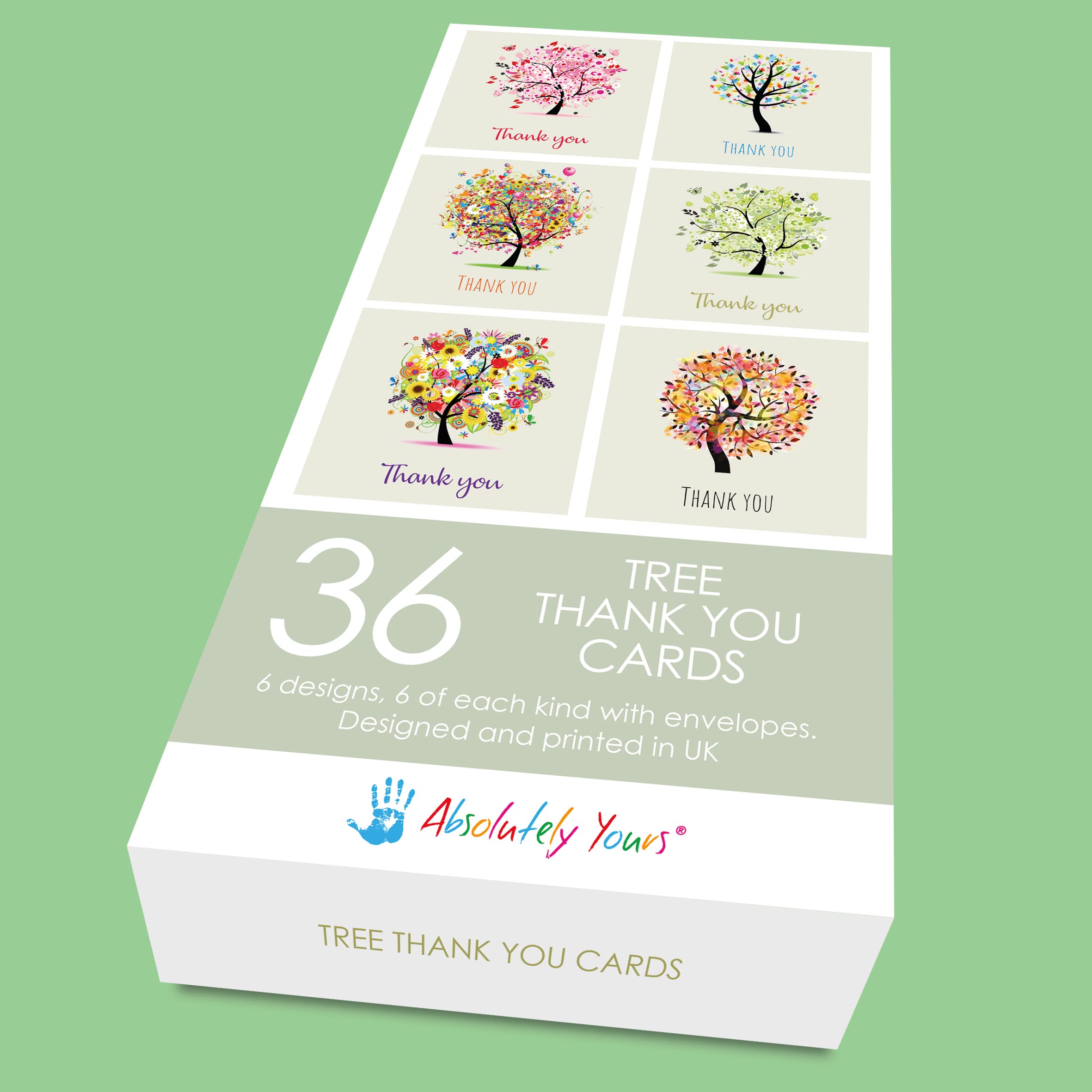 Dankeskarten-Set Mit 28 Karten & Umschlägen – 7 Wunschbaum-Designs, Blanko Innen, 10,5x11,5 Cm, Hochwertiger Karton