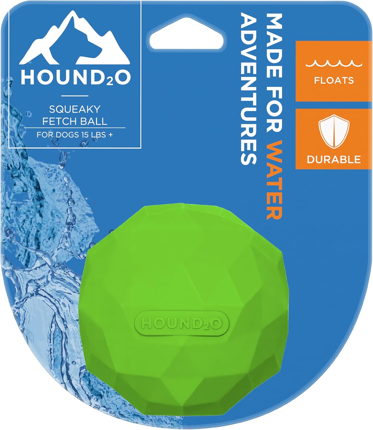 Hound2O Dog Chew Toys - Value Pack of 3 Squeaky Floating Fetch Balls - Great Outdoor Play for Adult Dogs, All Breeds