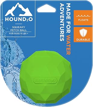 Playology HOUND2O Dog Toys | Squeaky Fetch Ball for Dogs | Bright Green Floating Outdoor Dog Ball with Squeaker